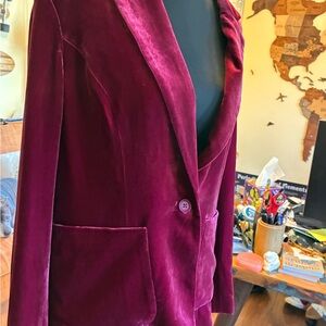Sundance Velvet Blazer in Rich Burgundy
